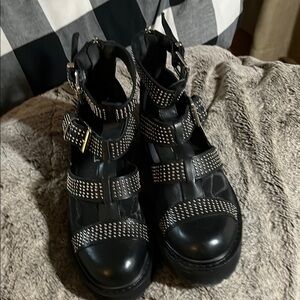 Cult Black Studded Ankle Boots